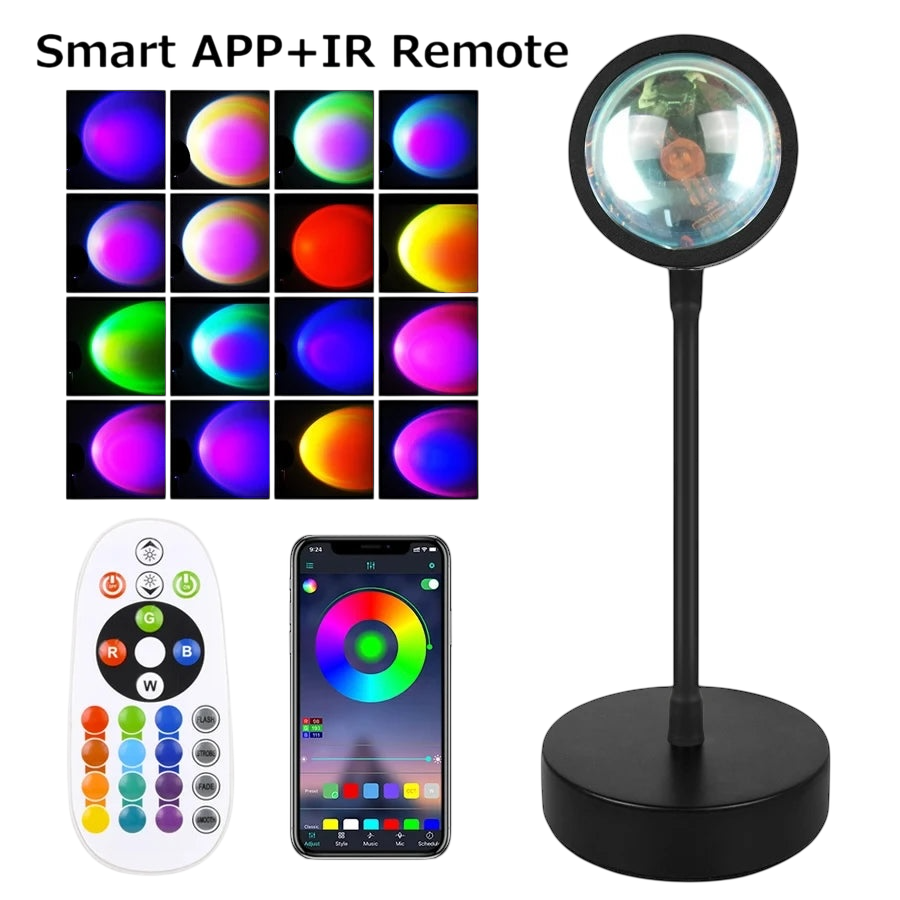 Sunset-Projektorlampe – Bluetooth-Nachtlampe mit Regenschutz für Schlafzimmer und Dekoration