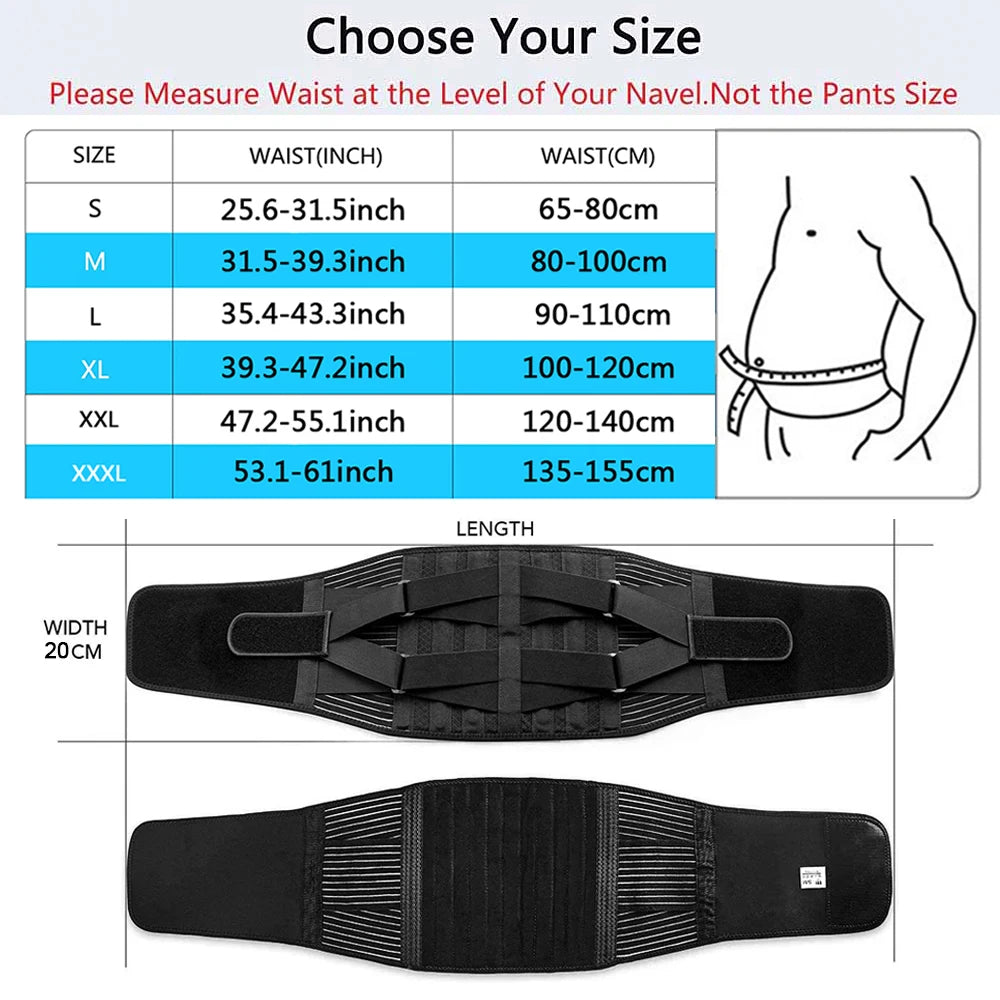 Double Pull Back Lumbar Support Belt Waist Orthopedic Corset Men Women Spine Decompression Waist Trainer Brace Back Pain Relief - kades