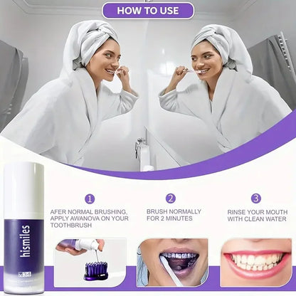 Purple Whitening Toothpaste Deep Cleaning Stain Removal Dentifrice Freshing Breath Oral Care Essentials for Home Daily Life 30ml - kades