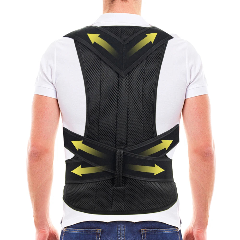 Back Brace Posture Corrector for Women & Men, Adjustable Back Lumbar Support Belt Shoulder Posture Support for Improve Scoliosis - kades