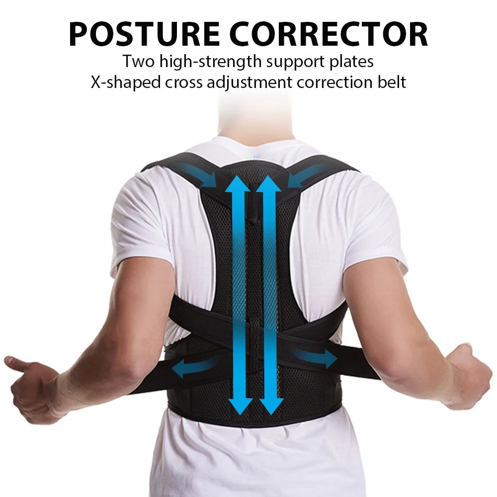 Back Brace Posture Corrector for Women & Men, Adjustable Back Lumbar Support Belt Shoulder Posture Support for Improve Scoliosis - kades