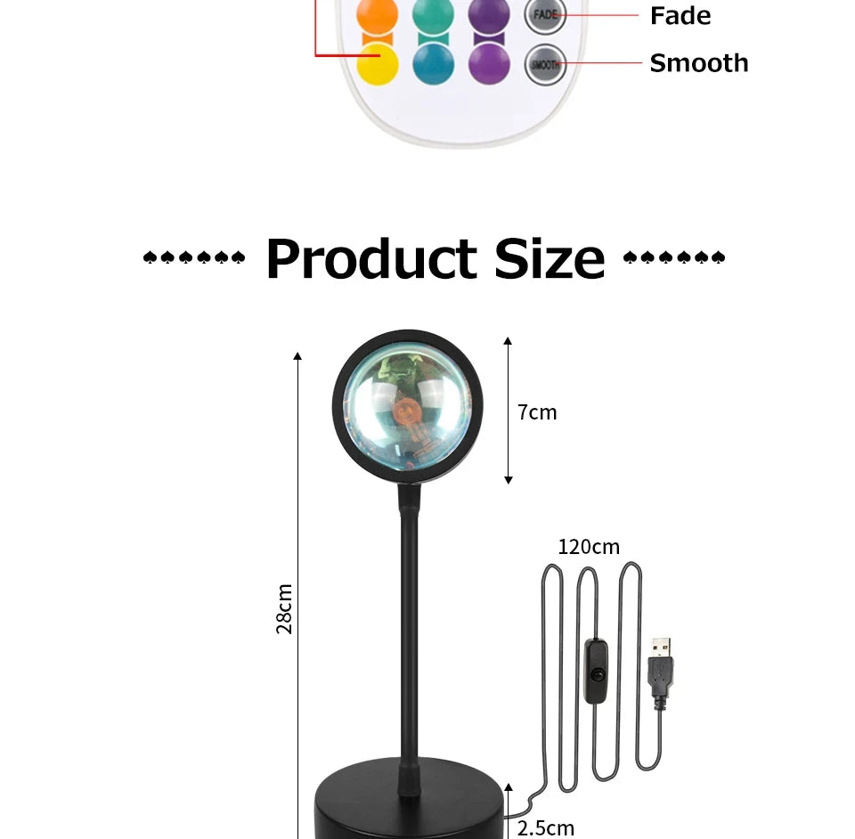 Sunset-Projektorlampe – Bluetooth-Nachtlampe mit Regenschutz für Schlafzimmer und Dekoration